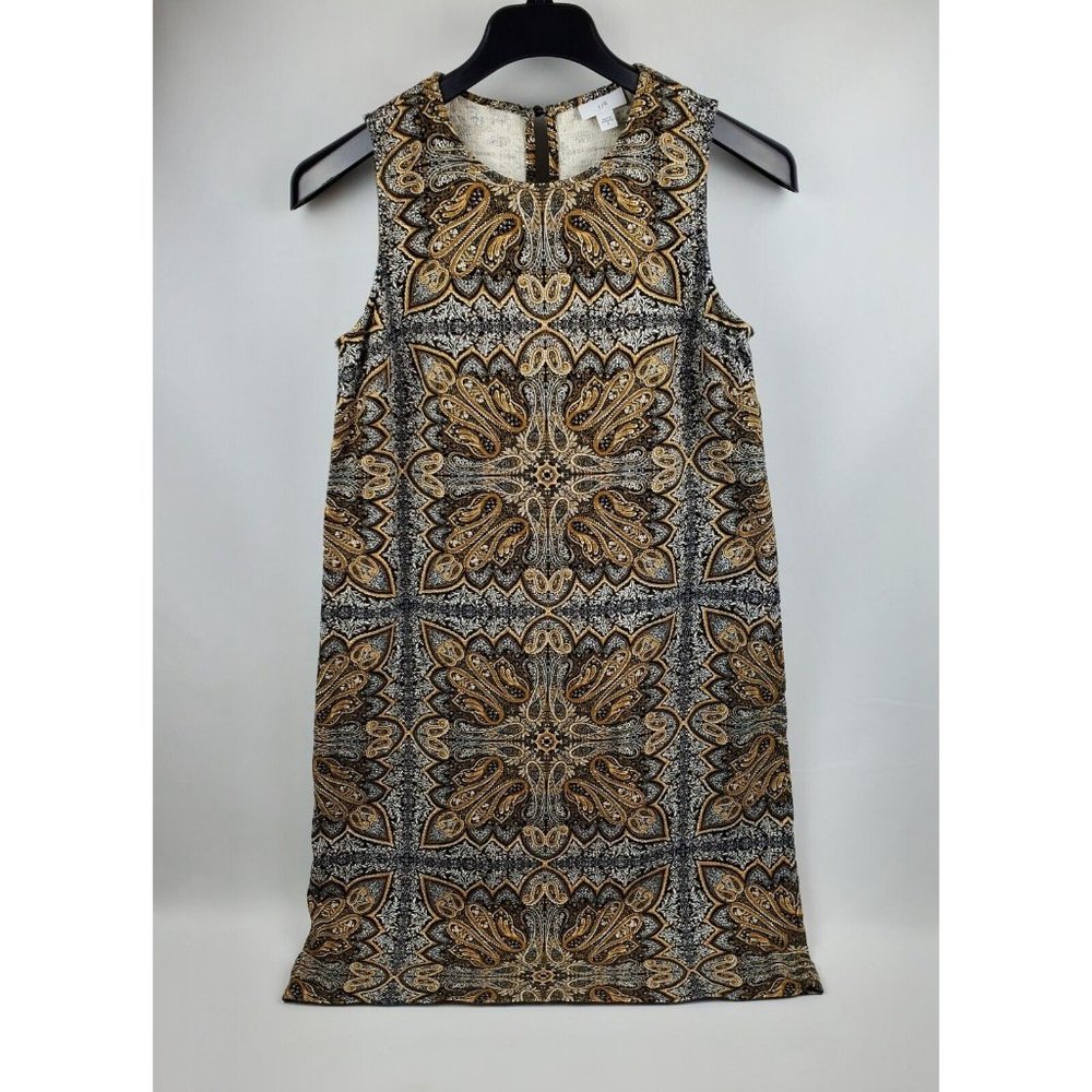 J. Jill Paisley Tile Print Midi Dress in Brown and Cream